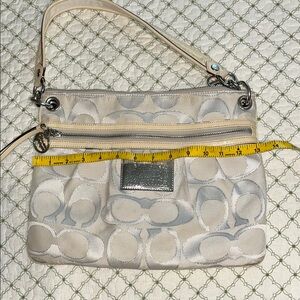 Coach Poppy Beige and Silver Signature Shoulder Bag